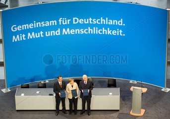 Unterzeichnung des Koalitionsvertrages von CDU  CSU und SPD