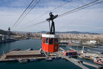 Barcelona  Spanien  die Seilbahn verkehrt zwischen dem Port Vell und dem Montjuic