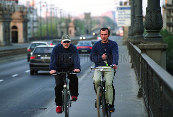 Fahrradfahrer in Warschau