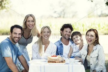 Family spending time together outdoors  group portrait