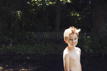 Bare-chested boy  portrait