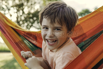 Boy in hammock  portrait