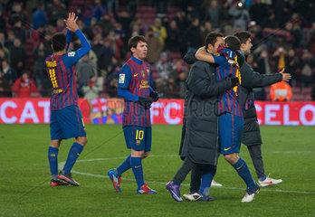 Barcelona  Spanien  die Spieler von FC Barcelona  Leo Messi mit Nummer 10