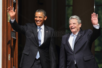 Berlin  Deutschland  US-Praesident Barack Obama und Bundespraesident Joachim Gauck im Schloss Bellevue