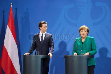 Berlin  Deutschland - Bundeskanzlerin Angela Merkel  der oesterreichische Bundeskanzler Sebastian Kurz