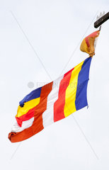Kampong Cham  Kambodscha  eine Fahne weht im Wind