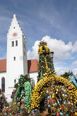 Reicherdshofen. easter eggs decorations in a bavarian village