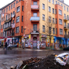 Berlin  Deustchland  besetztes Haus in der Liebigstrasse 14 Ecke Rigaer Strasse in Friedrichshain