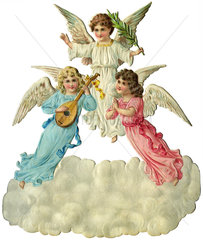 drei Engelchen auf einer Wolke  1908