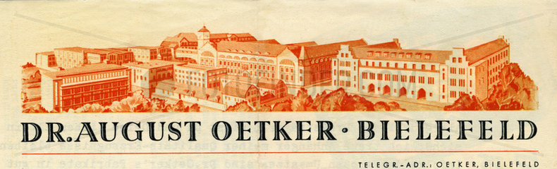 Dr. August Oetker Bielefeld  Briefkopf  1936