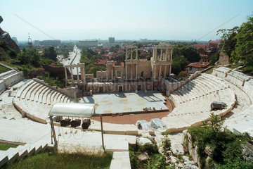Das Antike Amphitheater in der Altstadt  ein Wahrzeichen von Plovdiv  Bulgarien
