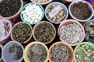 Vietnam  verschiedene Muschelarten zum Verkauf angeboten