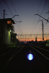 Signallampe auf einem Gleisstellwerk in Breslau  Polen