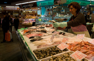 Barcelona  Spanien  Fischverkauf auf dem Mercado de Santa Caterina