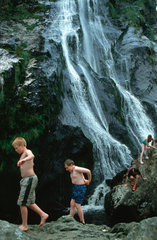 Irland  Wicklow Mountains  Powerscourt Wasserfall