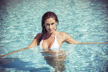 Woman in pool  portrait