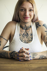 Tattooed woman  portrait