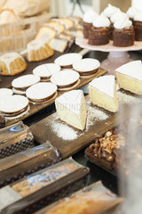 Desserts in bakery display