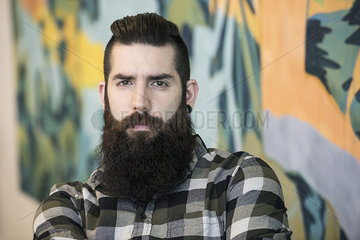 Hipster man with beard  portrait