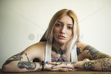 Tattooed woman  portrait