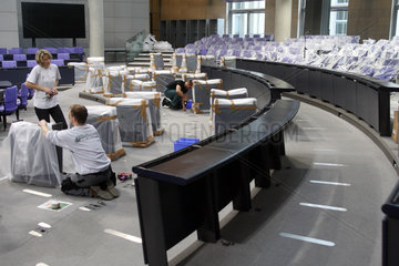Berlin  Deutschland  Umbau im Plenarsaal des Deutschen Bundestages