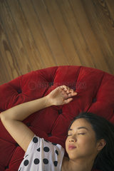 Young woman taking nap