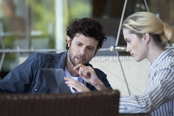 Financial advisor working with client