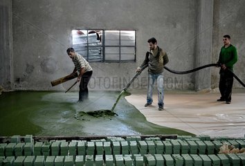 SYRIA-ALEPPO-LIFE-OLIVE-SOAP-MAKING