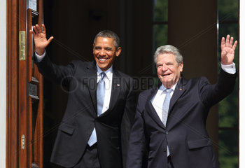 Berlin  Deutschland  US-Praesident Barack Obama und Bundespraesident Joachim Gauck im Schloss Bellevue