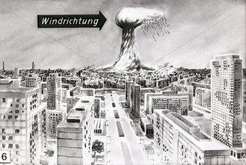 Abwurf Atombombe  Illustraion  DDR  1962