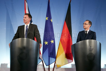 Berlin  Deutschland - Bundesaussenminister Heiko Maas und der britische Aussenminister Jeremy Hunt.