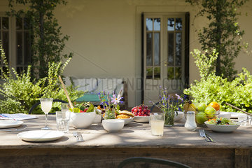 Table set for outdoor meal