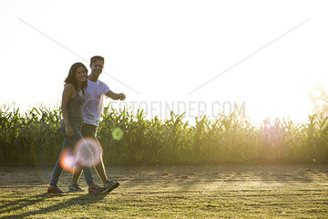 Couple taking walk together