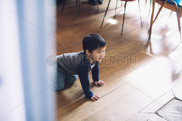 Little boy playing at home