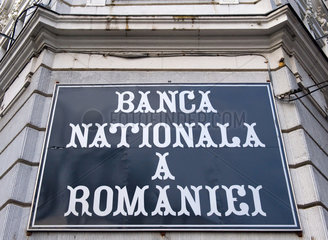Oradea  Rumaenien  Schriftzug der rumaenischen Nationalbank