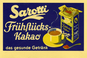 Sarotti Fruehstueckskakao  Werbung  1929