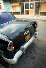 Havanna  Kuba  Heck eines schwarzen Chevrolet Bel Air  Baujahr 1955.