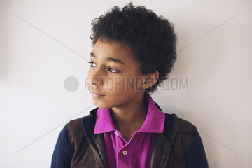 Boy looking away in thought  portrait