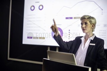 Woman giving presentation