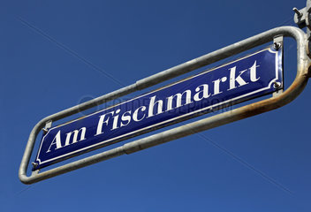 Stralsund  Deutschland  Strassenschild Am Fischmarkt
