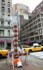 New York City  USA  Strassenbaustelle