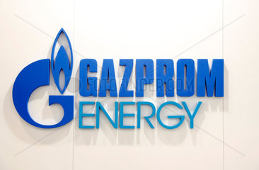 Essen  Deutschland  Firmenlogo von GAZPROM auf der E-world energy & water Messe