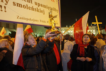 Warschau  Polen  Demo Nationalkonservativer 5 Monate nach Flugzeugkatastrophe von Smolensk