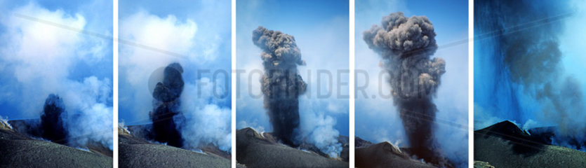 Italien  Aeolische Inseln  Stromboli Vulkanausbruch  Aschewolke