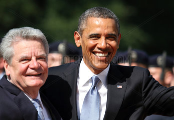 Berlin  Deutschland  US-Praesident Barack Obama und Bundespraesident Joachim Gauck am Schloss Bellevue