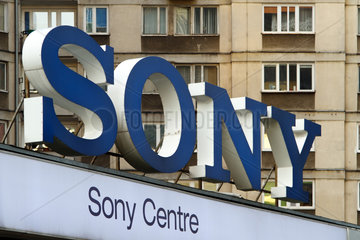 Warschau  Polen  grosses Logo der japanischen Elektronikfirma Sony