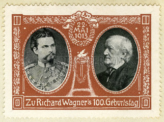 100. Geburtstag von Richard Wagner  Reklamemarke mit Koenig Ludwig II.  1913