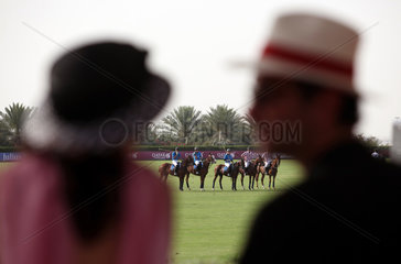 Dubai  Vereinigte Arabische Emirate  Menschen schauen bei einem Polospiel zu