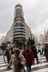 Madrid  Spanien  Geschaeftgebaeude an der Gran Via
