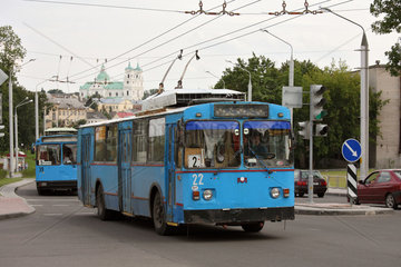 Grodno  Weissrussland  Trolleybusse in der Stadtmitte